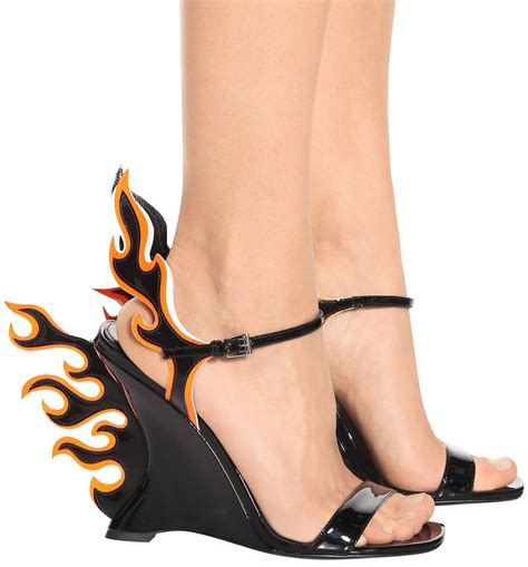 prada wedge sandals brown|Prada flame heels price.